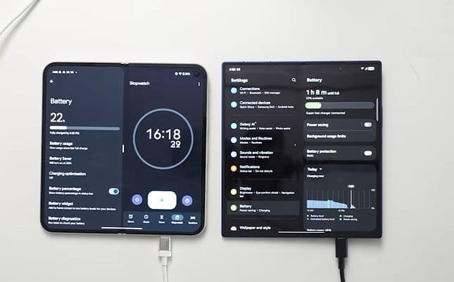 Galaxy Z Fold 7 vs Pixel 9 Pro Fold charging