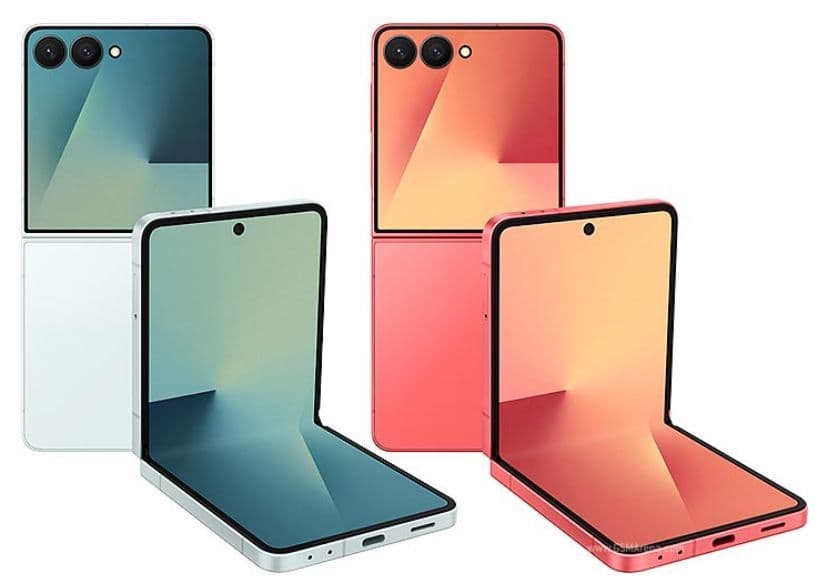 Samsung Galaxy Z Flip 7 in mint and red colors