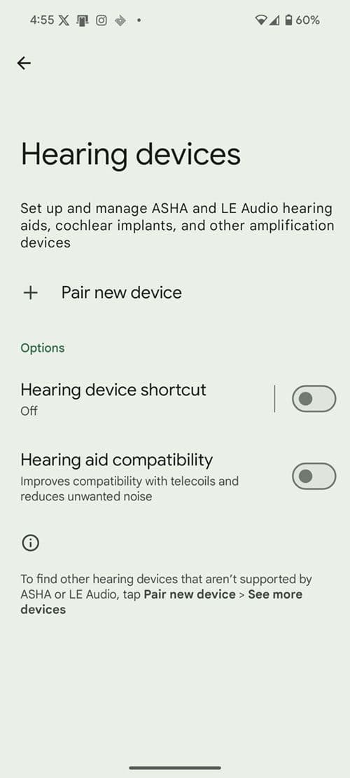 Android 16 Hearing devices